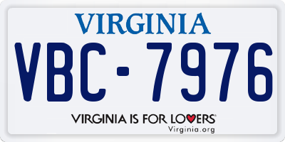 VA license plate VBC7976