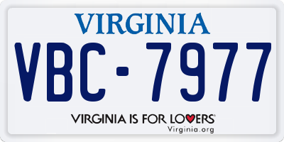 VA license plate VBC7977