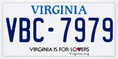 VA license plate VBC7979