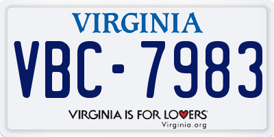 VA license plate VBC7983