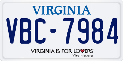 VA license plate VBC7984