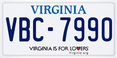 VA license plate VBC7990