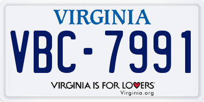 VA license plate VBC7991