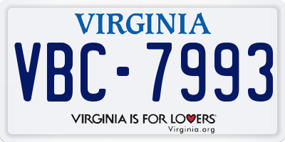 VA license plate VBC7993