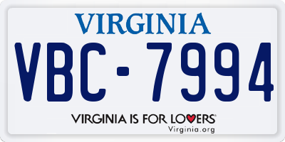 VA license plate VBC7994