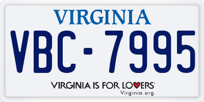 VA license plate VBC7995