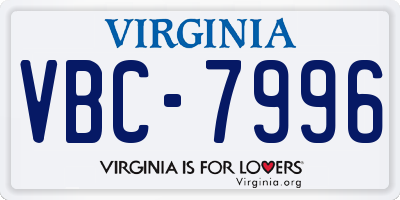 VA license plate VBC7996