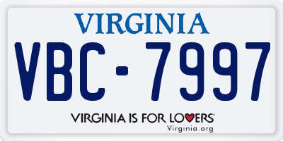 VA license plate VBC7997