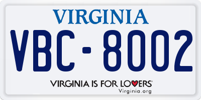 VA license plate VBC8002