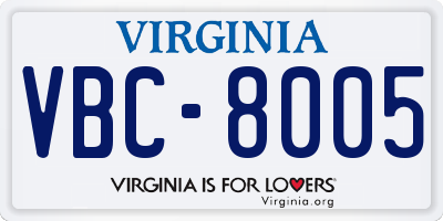 VA license plate VBC8005