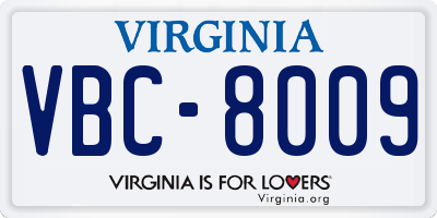 VA license plate VBC8009