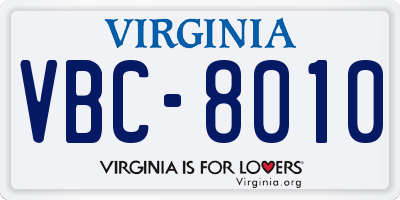 VA license plate VBC8010