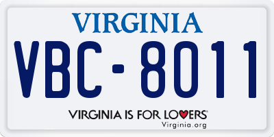 VA license plate VBC8011