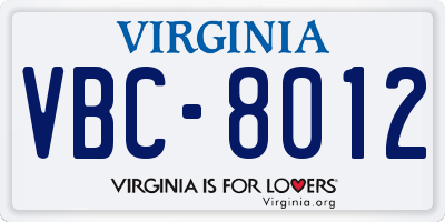 VA license plate VBC8012