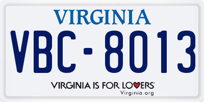 VA license plate VBC8013