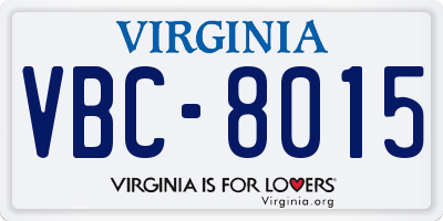VA license plate VBC8015