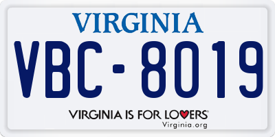 VA license plate VBC8019