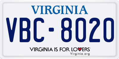 VA license plate VBC8020