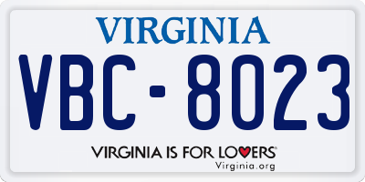VA license plate VBC8023