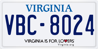 VA license plate VBC8024