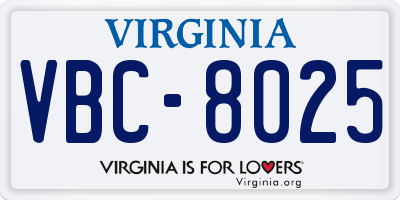 VA license plate VBC8025