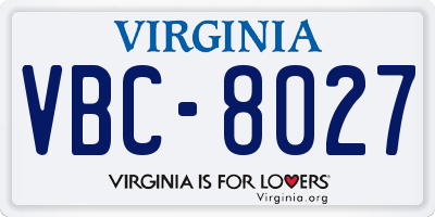 VA license plate VBC8027