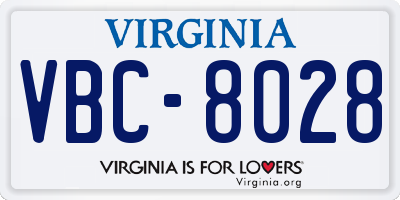 VA license plate VBC8028