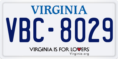 VA license plate VBC8029