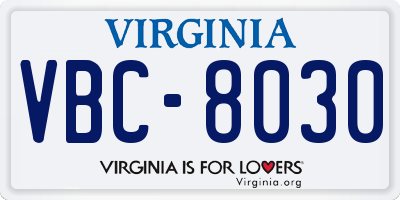 VA license plate VBC8030
