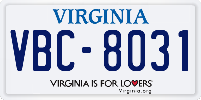 VA license plate VBC8031