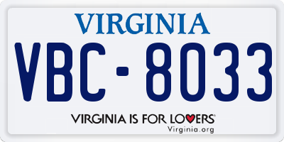 VA license plate VBC8033