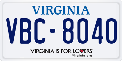 VA license plate VBC8040