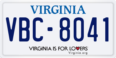 VA license plate VBC8041