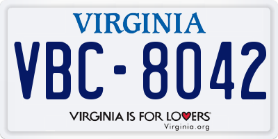 VA license plate VBC8042