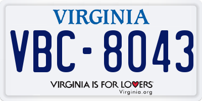 VA license plate VBC8043