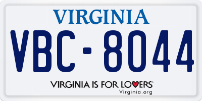 VA license plate VBC8044