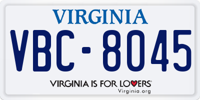 VA license plate VBC8045