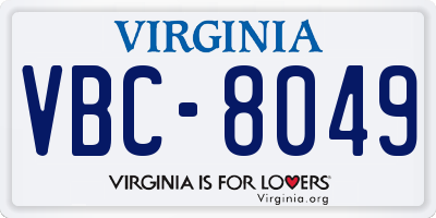 VA license plate VBC8049