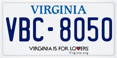 VA license plate VBC8050