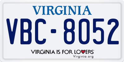 VA license plate VBC8052
