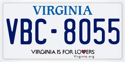VA license plate VBC8055
