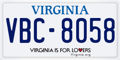 VA license plate VBC8058