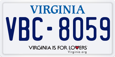 VA license plate VBC8059