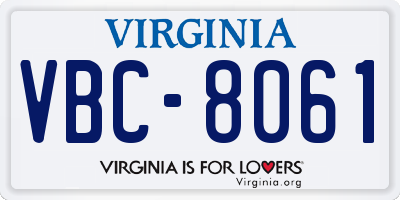 VA license plate VBC8061
