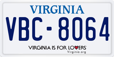 VA license plate VBC8064