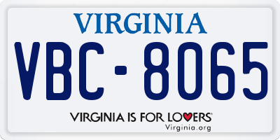 VA license plate VBC8065