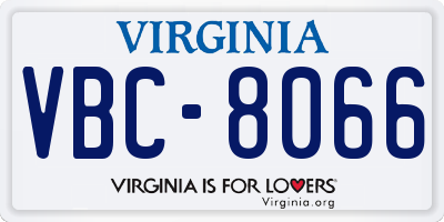 VA license plate VBC8066