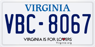 VA license plate VBC8067