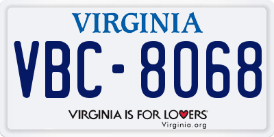 VA license plate VBC8068