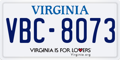 VA license plate VBC8073